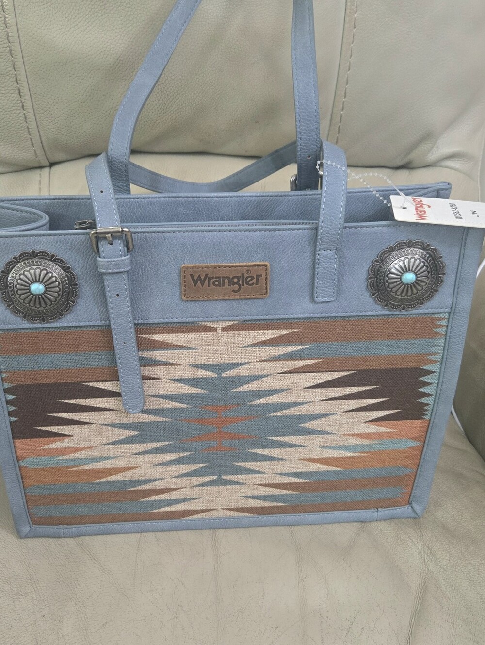 Wrangler Blue And Brown Tote Bag